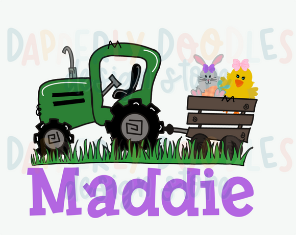 Bunny & Chick In Tractor (with bow)